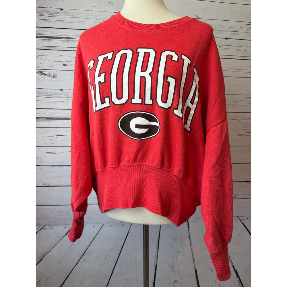 Pressbox Georgia Bulldogs Sweatshirt Small Womens‎ Red Oversized Janice Pullover